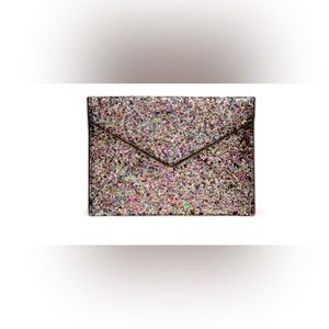 Rebecca Minkoff Silver Multi Glitter Leo Clutch